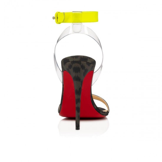 Christian Louboutin Jonatina 100mm Nylon Reflex Sandals Multi/Yellow Women