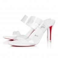 Christian Louboutin Just Nothing 85mm Patent Leather Mules White Women