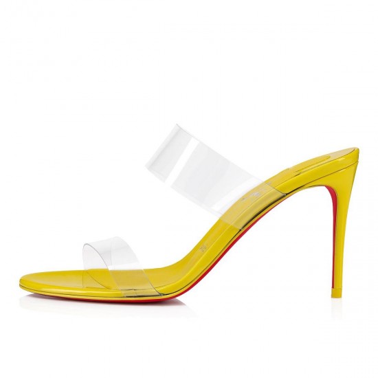 Christian Louboutin Just Nothing 85mm Patent Leather Mules Yellow Women