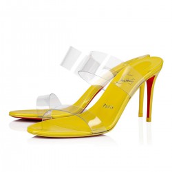 Christian Louboutin Just Nothing 85mm Patent Leather Mules Yellow Women