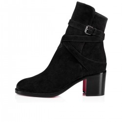 Christian Louboutin Karistrap 70mm Suede Ankle Boots Black Women