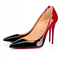 Christian Louboutin Kate 100mm Patent Leather Pumps Black red Women