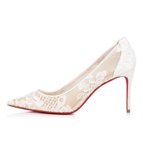 Christian Louboutin Lace 554 85mm Dentelle Lace Pumps Off White Women