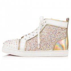 Christian Louboutin Lou Spikes Glitter High Top Sneakers Version Multi Women