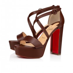 Christian Louboutin Loubi Bee Alta 130mm Nappa Platform Sandals Nude 8 Women