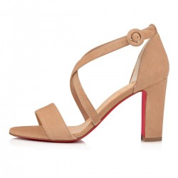 Christian Louboutin Loubi Bee 85mm Suede Sandals Porcelaine Women