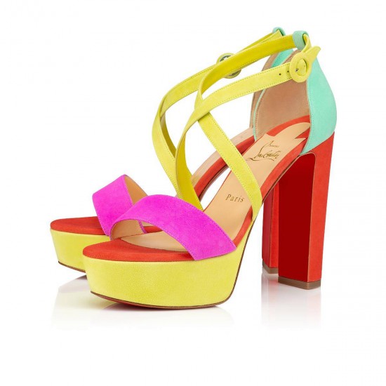 Christian Louboutin Loubi Bee Alta 130mm Suede Platform Sandals Version Multi Women