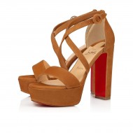 Christian Louboutin Loubi Bee Alta 130mm Suede Platform Sandals Brown Women