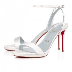 Christian Louboutin Loubi Queen 100mm Crepe Satin/Satin/Lurex Sandals White Women