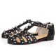 Christian Louboutin LoubiClou Calf Flat Sandals Black/Silver Women