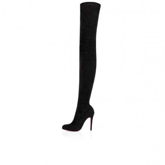 Christian Louboutin Louise X 100mm Suede Thigh High Boots Black Women