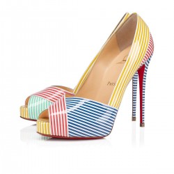 Christian Louboutin Marine Alta 120mm Patent Stripes Peep Toe Pumps Multicolor Women