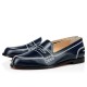 Christian Louboutin Mocalaureat Calf Loafers Blue/White Women