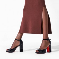 Christian Louboutin Mondiri 100 mm Patent Leather Sandal Heels Black Women