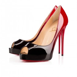 Christian Louboutin New Very Prive 120mm Patent Degrade Peep Toe Pumps Black red/Black Women