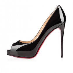 Christian Louboutin New Very Prive 120mm Patent Leather Peep Toe Pumps Black Women