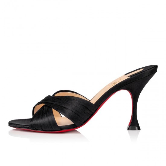 Christian Louboutin Nicol Is Back 85mm Crepe Satin/Satin/Lurex Mules Black Women