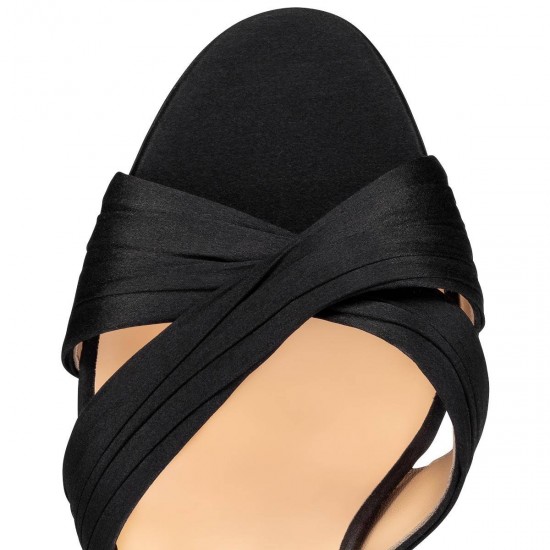 Christian Louboutin Nicol Is Back 85mm Crepe Satin/Satin/Lurex Mules Black Women