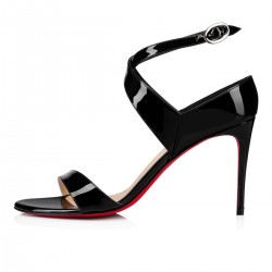 Christian Louboutin Open Liloo 85mm Patent Leather Sandals Black Women