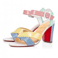 Christian Louboutin Palavas 85mm Patent Stripes Sandals Multicolor Women