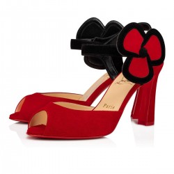 Christian Louboutin Pansy 85mm Suede Sandals Loubi/Black Women