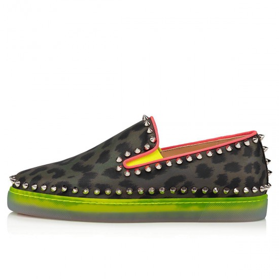 Christian Louboutin Pik Boat Leo Reflex Slip On Sneakers Multicolor Women