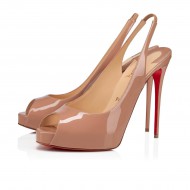 Christian Louboutin Private Number 120mm Patent Leather Peep Toe Pumps Nude Women