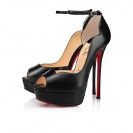 Christian Louboutin Round Chick Alta 150mm Kid Peep Toe Pumps Black Women