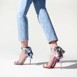 Christian Louboutin Sandale Du Désert 100mm Crepe Satin Sandals Bianco multi Women