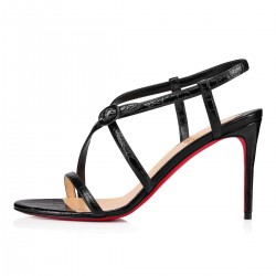 Christian Louboutin Selima 85mm Calf Strappy Sandals Black Women