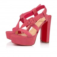 Christian Louboutin Selima Alta 130mm Veau Velours Strappy Sandals Pink Women