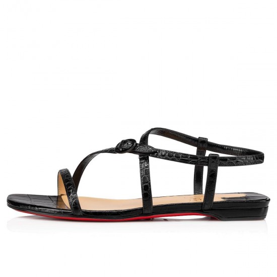 Christian Louboutin Selima Calf Flat Sandals Black Women