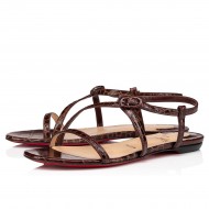 Christian Louboutin Selima Calf Ali Flat Sandals Brown Women