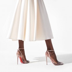 Christian Louboutin Spikaqueen 100mm Pvc Sandals Nude Women