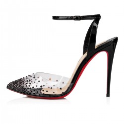 Christian Louboutin Spikaqueen 100mm Pvc Sandals Version Black Women