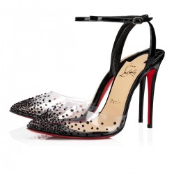 Christian Louboutin Spikaqueen 100mm Pvc Sandals Version Black Women