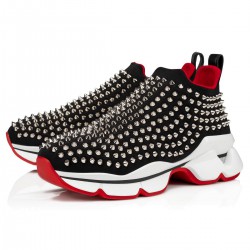 Christian Louboutin Spike Sock Donna Neopren Low Top Sneakers Black/Silver Women