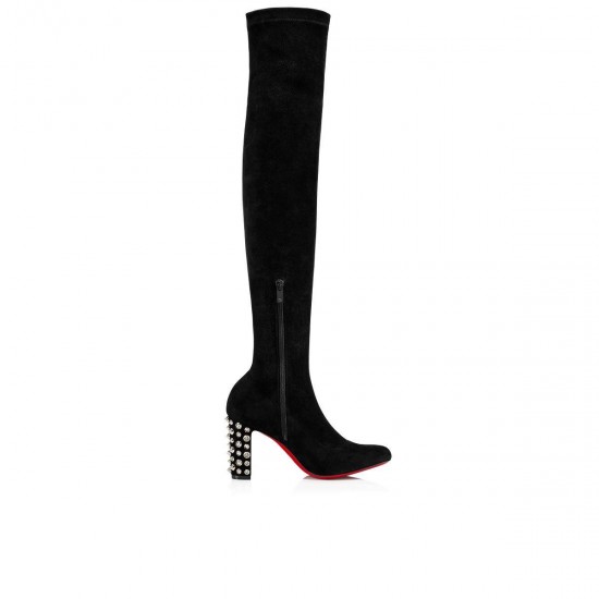 Christian Louboutin Study Stretch 85mm Suede Thigh High Boots Black Women