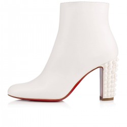 Christian Louboutin Suzi Folk 85mm Leather Ankle Boots Snow/Snow Women