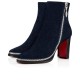 Christian Louboutin Telezip 85mm Suede Booties Marine/Bk Lucido Women