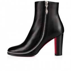 Christian Louboutin Telezip 85mm Leather Booties Black/Black Lucido Women