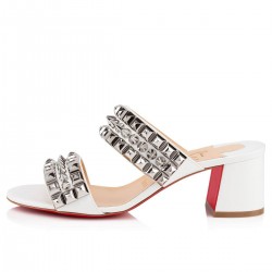 Christian Louboutin Tina Goes Mad 55mm Leather Sandals Bianco/Silver Women
