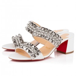Christian Louboutin Tina Goes Mad 55mm Leather Sandals Bianco/Silver Women