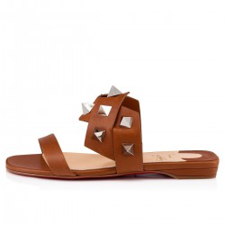 Christian Louboutin Tina In The Desert Leather Flat Sandals Cuir/Silver Women