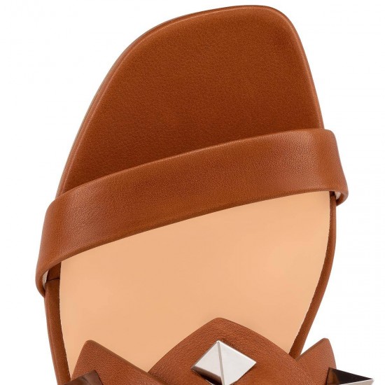 Christian Louboutin Tina In The Desert Leather Flat Sandals Cuir/Silver Women