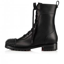 Christian Louboutin Ts Croc Leather Combat Boots Black Women