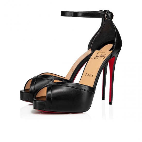 Christian Louboutin Very Cathy 120mm Leather Platform Sandals Black Women