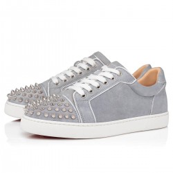 Christian Louboutin Vieira Spikes Suede Low Top Sneakers Grey/Silver Women