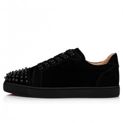 Christian Louboutin Vieira Spikes Suede Low Top Sneakers Black Women